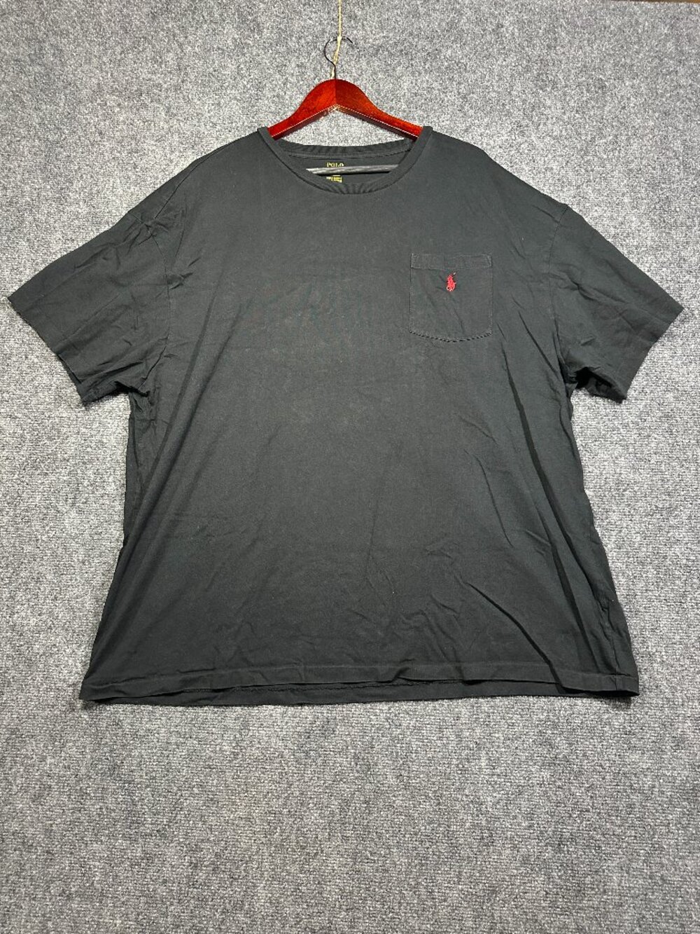 Polo Ralph Lauren Tee Shirt Mens 2XB Black Cotton Short Sleeve Pocket Red Logo